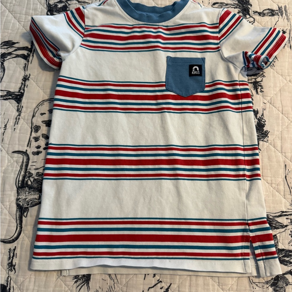 Kids Striped Shirt with Pocket - Red, Blue, and White